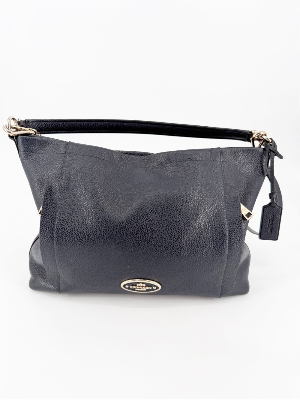 Coach Navy Blue Scout Hobo Bag Pebbled Leather - Picture 2 of 10